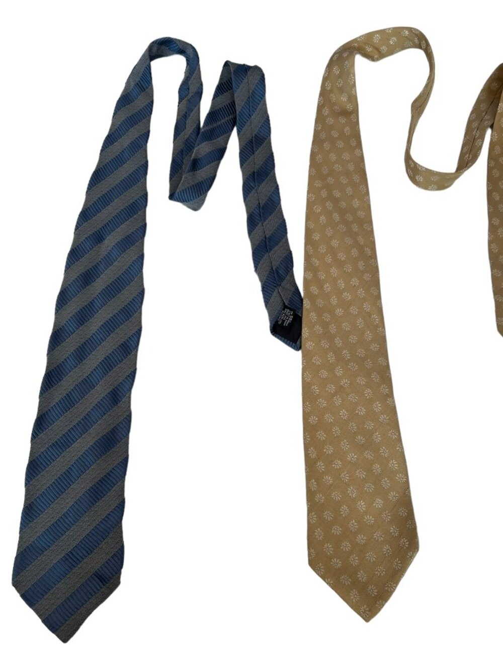 Giorgio Armani Cravatte ties blue gray diagonal stripe tan 100% silk 4" wide